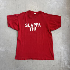 Vintage 70s Slappa Thi Fratt Flock Print True Vintage T-Shirt Large Red